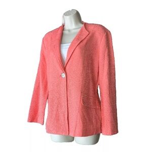 MISOOK Women’s Coral One Button Rhinestone Closure Blazer Jacket size PL